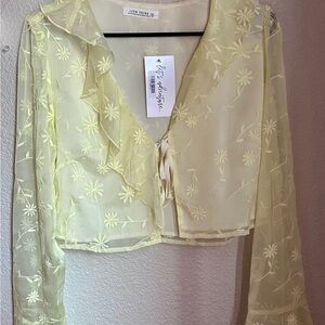 12th Tribe Light Yellow Floral Blouse